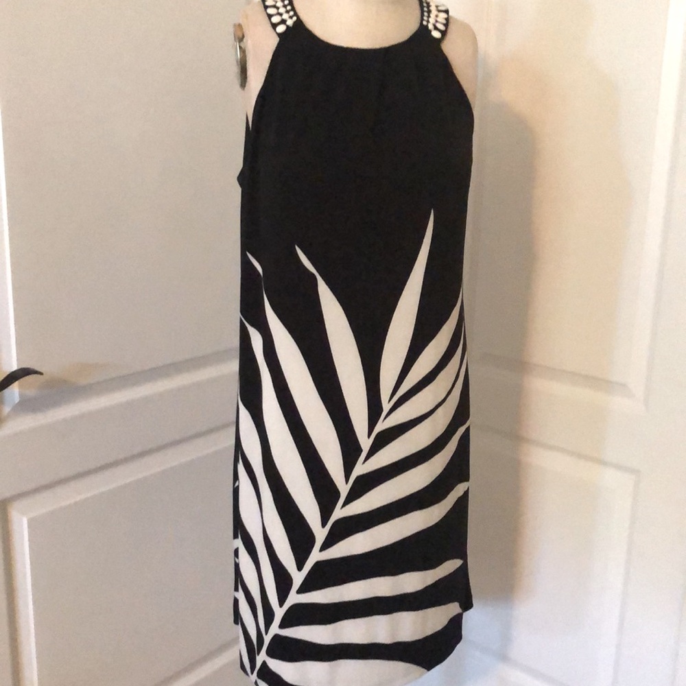 London Times beaded neckline dress